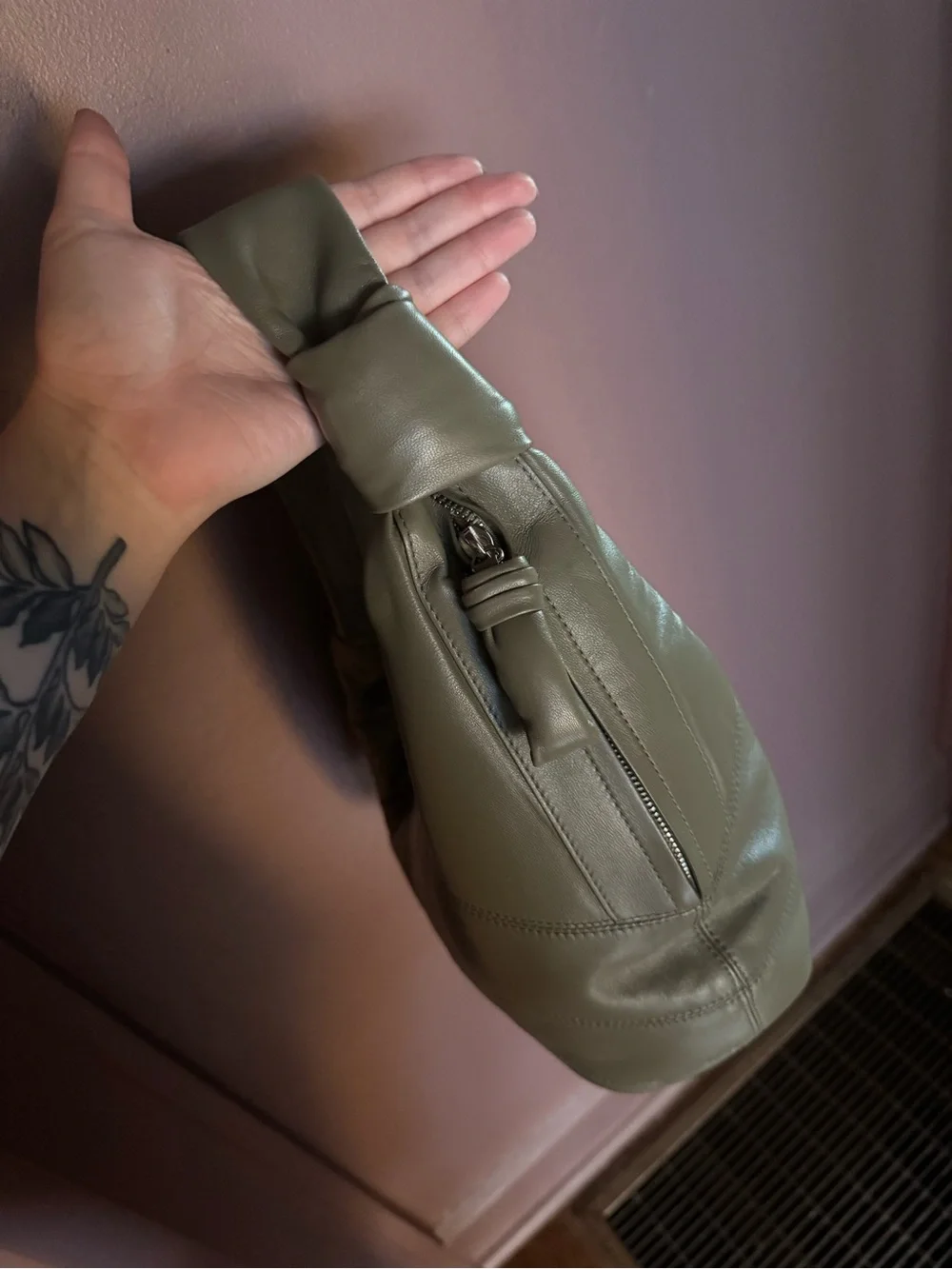 Lemaire Fortune Croissant Bag in Dark Sage